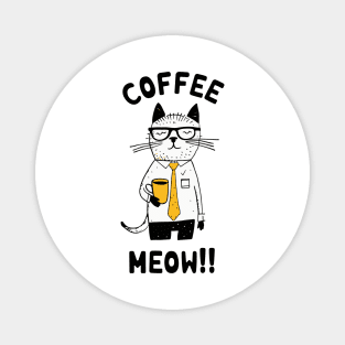 Caffeine Cat Comedian - Funny cat with coffee cup Magnet